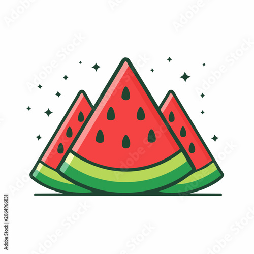 Cartoon Slices of Watermelon with Sparkles