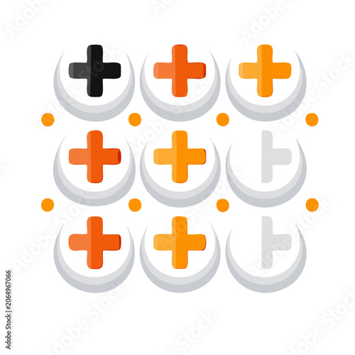 Flat Design Medical Cross and Crescent Icons Set