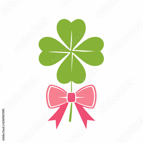 Four Leaf Clover with Pink Bow