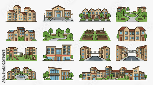 Modern Urban Residential Buildings Collection.