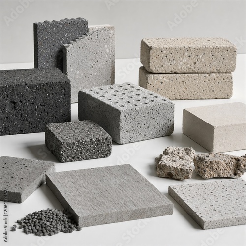 Recycled concrete blocks and sustainable building samples