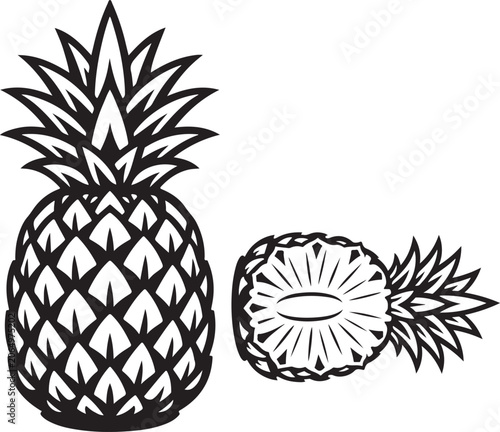 Black Pineapples Isolated on White Background
