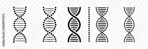 DNA Double Helix Structure Icons Set Medical and Genetics Vector Illustrations