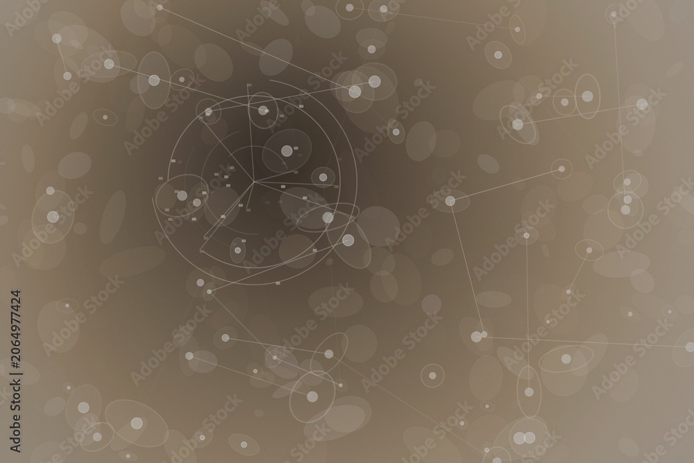 Fototapeta premium Abstract network pattern with dots and lines on brown background