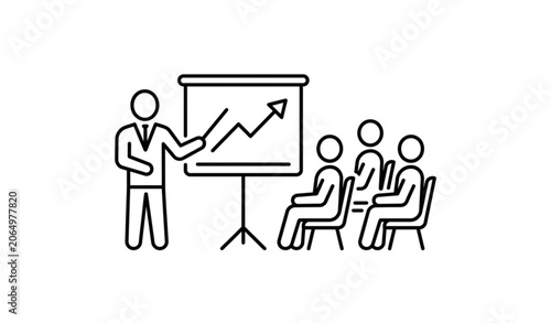 Company Briefing Icon Business Presentation Meeting Outline Vector Black Isolated Illustration