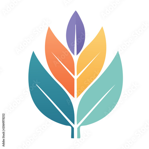 Colorful flat design leaf icon with gradient