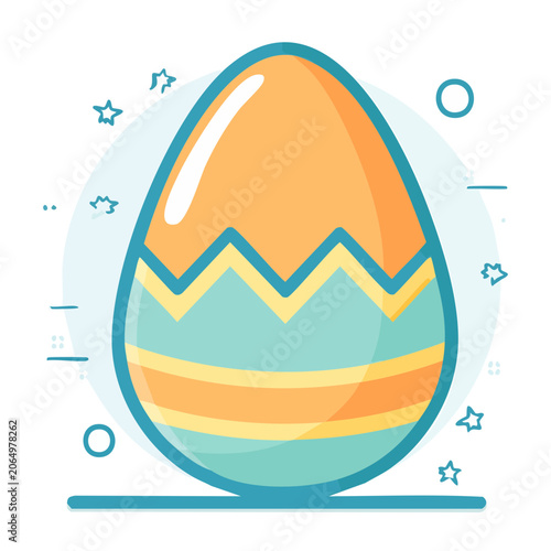 Colorful Easter Egg with Zigzag Pattern Illustration