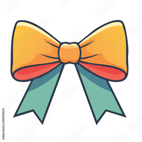 Colorful gift bow with ribbon illustration