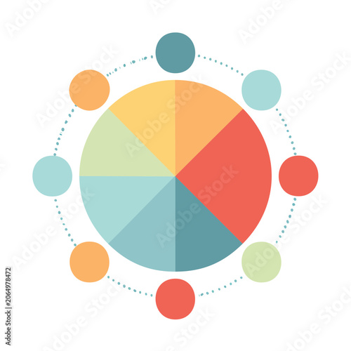 Flat design pie chart with surrounding circles