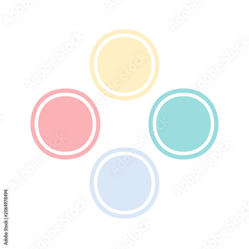 Four overlapping colorful circles on transparent background