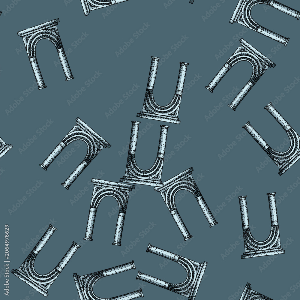 Naklejka premium pattern Hand drawn line art illustration portraying a classic stone archway structure, symbolizing historical architecture, ancient civilization, and cultural heritage