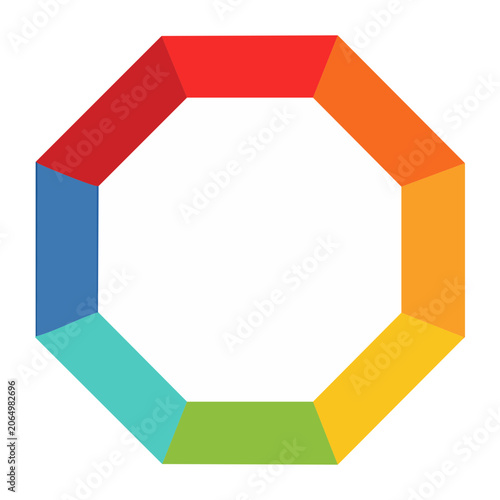 Flat design color wheel icon with six segments