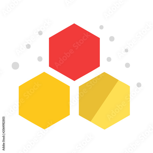 Minimalist 3D geometric shapes red and yellow