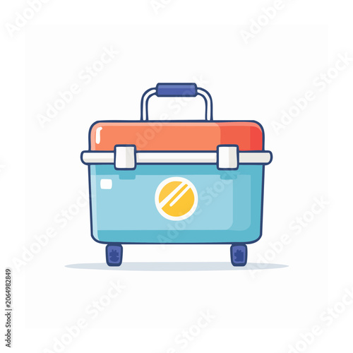 Flat design cooler box with wheels and handle