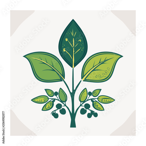 Flat design green leaf plant illustration