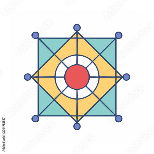 Flat Design Compass Rose Icon
