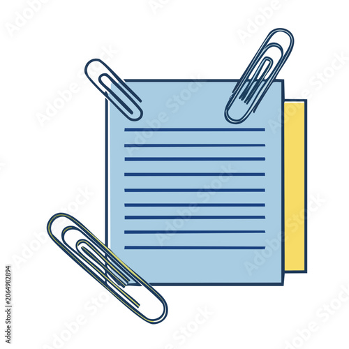 Flat design illustration of notepad with paperclips