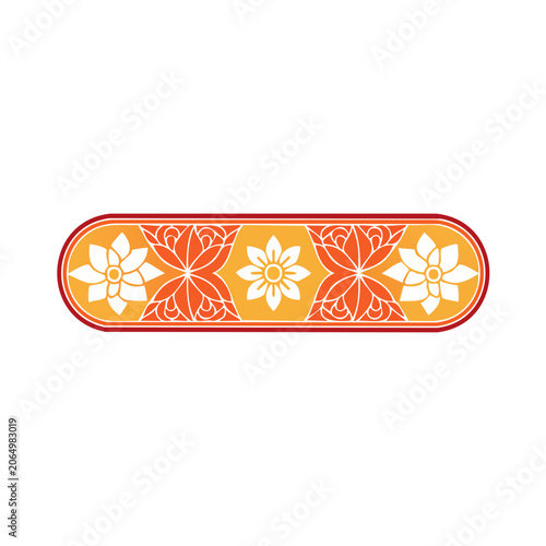 Ornate Floral Border with Symmetrical Flowers