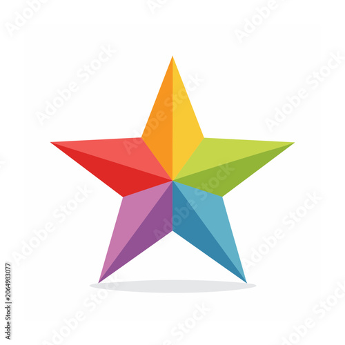 Rainbow colored star illustration on white background