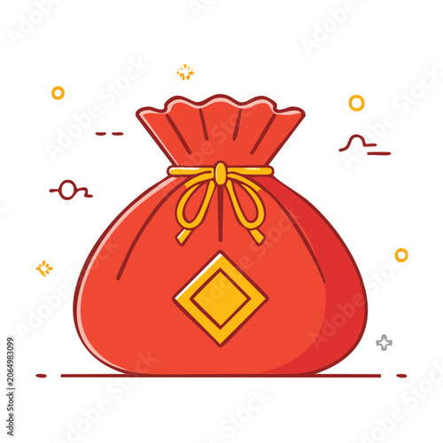 Red money bag with gold coin icon