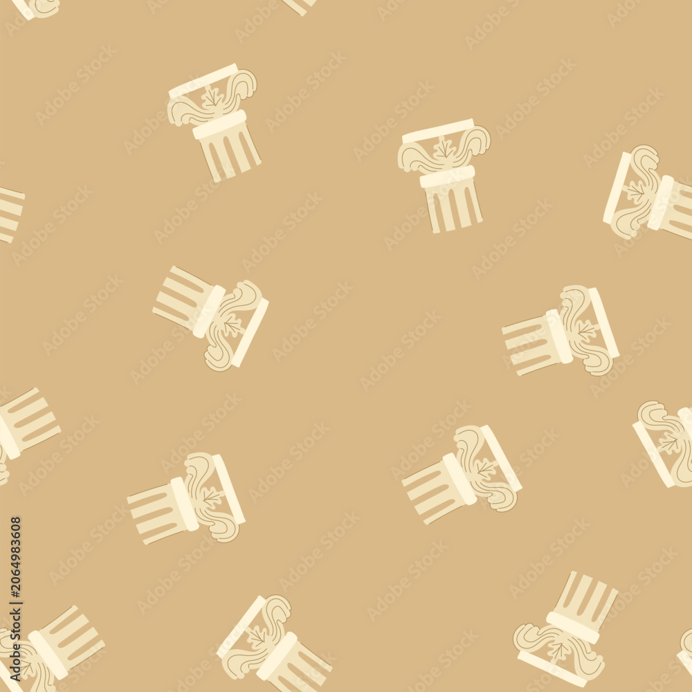 Naklejka premium pattern roman column ancient cartoon. antique building, architecture greece, rome sculpture roman column ancient sign. seamless vector illustration