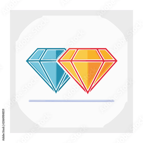Flat Design Diamond Gemstone Icons
