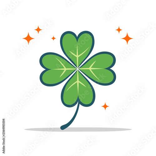 Four Leaf Clover Illustration with Sparkles