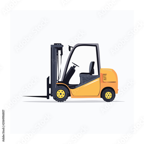 Orange forklift truck side view illustration