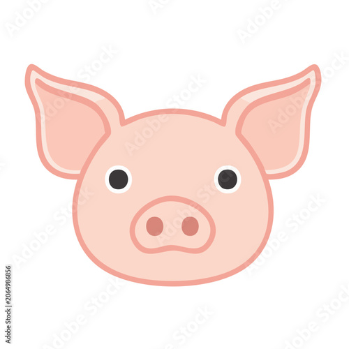 Pink Pig Face Icon with Transparent Background