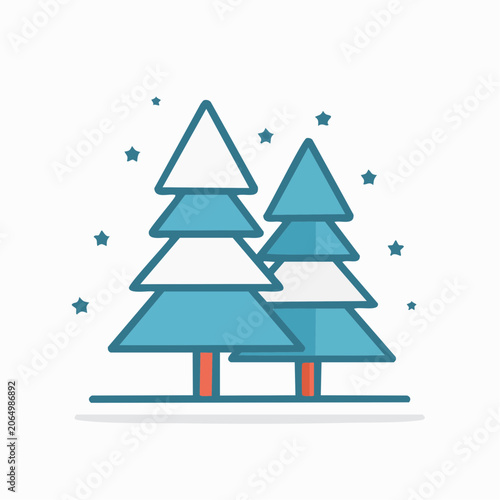 Stylized Christmas Trees with Snow and Stars