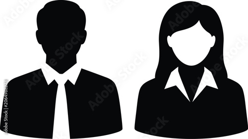 Black silhouette of business man and woman