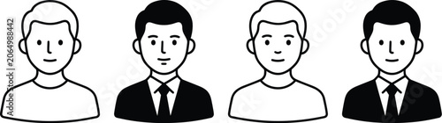 Black silhouette male portraits diverse headshots for business and profile design