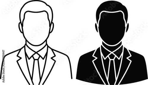 Black silhouette of businessman in suit and tie