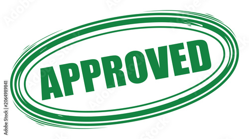 Approved vector badge green oval seal stamp label