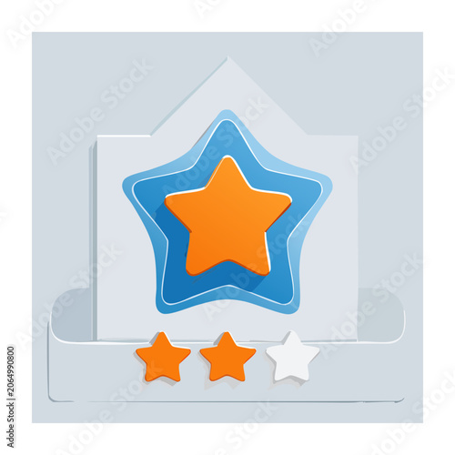 Orange star rating icon with blue glow effect