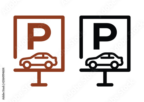 Parking icon vector for vehicle space sign with transport