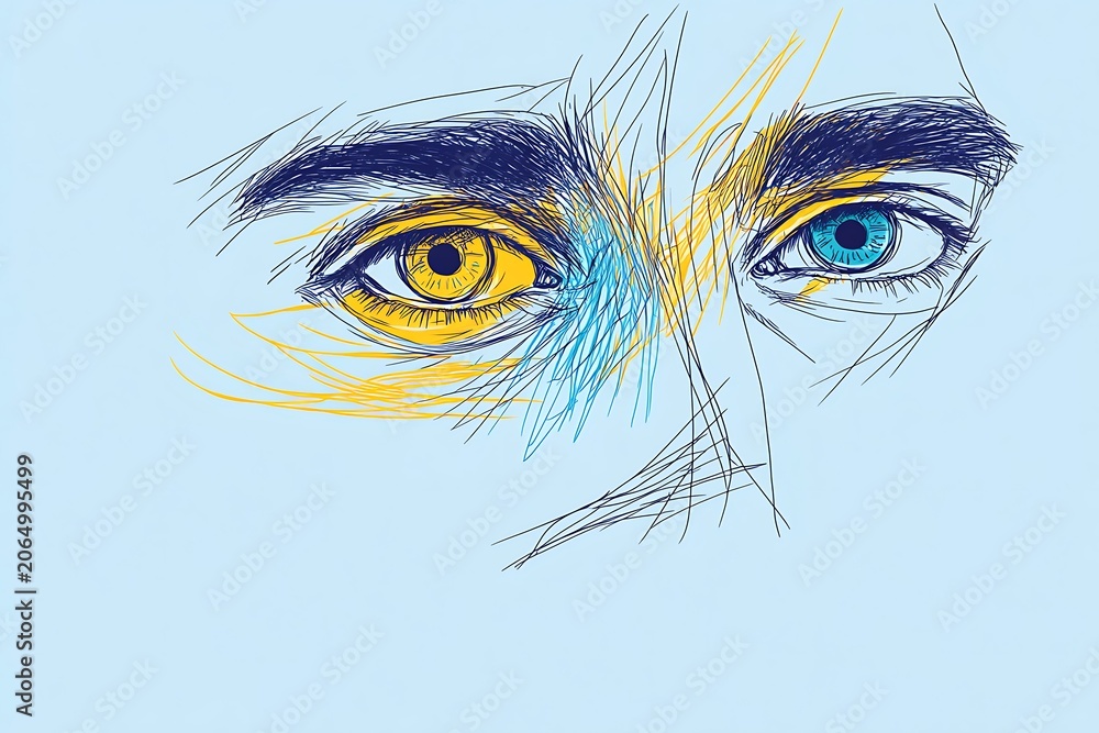 Obraz premium Close-up artistic depiction of a human eye with intricate geometric patterns around it