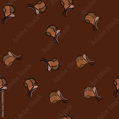 seamless pattern trail saddle cartoon. comfort fit, seat tree, cinch stitching trail saddle sign vector