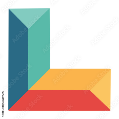 Flat design geometric shapes in blue cyan yellow red