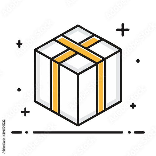 Flat design gift box icon with ribbon