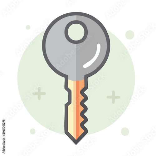 Flat design key icon with green background