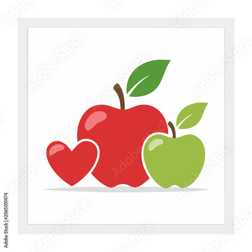 Red heart with green leaf vector