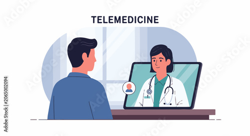 A man and woman interact during a virtual medical consultation