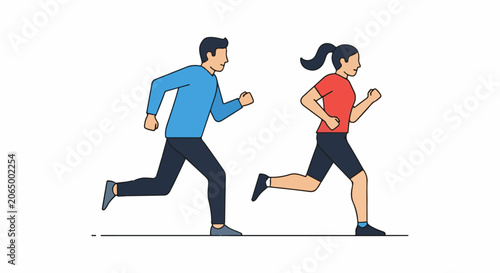 A man and woman running side by side