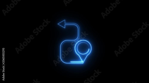 Direction Arrows Glowing Line Animation. Navigation direction indicator location icon animation.