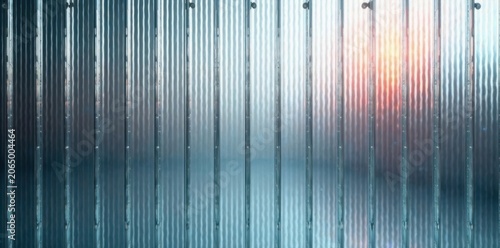 Corrugated ribbed privacy glass pattern with silver glow, metallic, modern, sleek