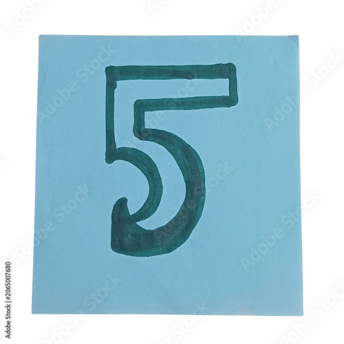 Blue square with number five icon thin line style
