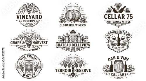 Wine logos and labels collection.