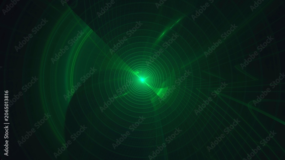 Obraz premium Illustration created as a 3D render without generative AI, abstract neon energy portal and glowing particle background