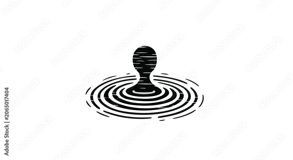 Naklejka premium Water droplet impacts a calm surface creating concentric ripple patterns.